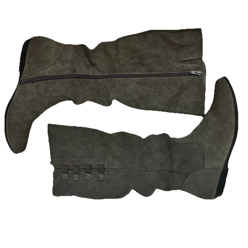 Cliffs White Mountain Tall Slouch Boots Womens 8M Faux Suede Gray Zip Up Indie